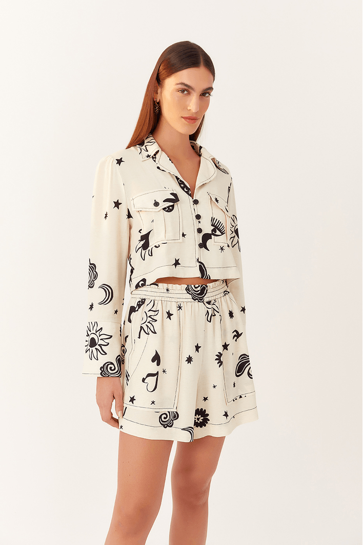 Camisa Cropped Estampa Sonhos