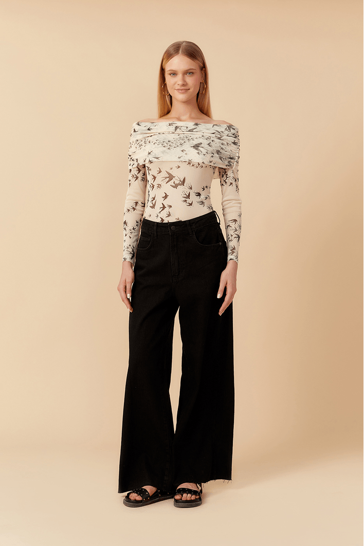 Blusa Franzida Tule Estampa Revoada
