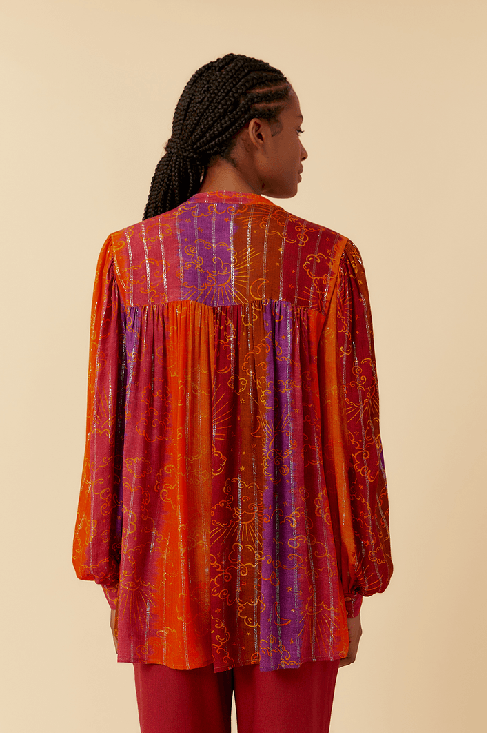 Blusa Lurex Estampa Nubis