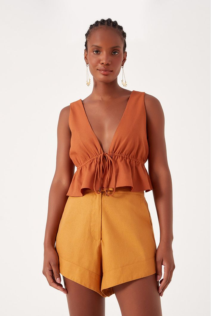 Blusa Linho Barra Babado