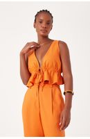 Blusa Linho Barra Babado