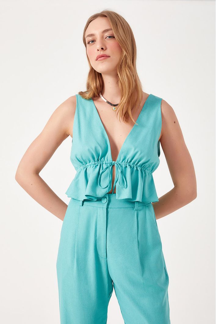 Blusa Linho Barra Babado