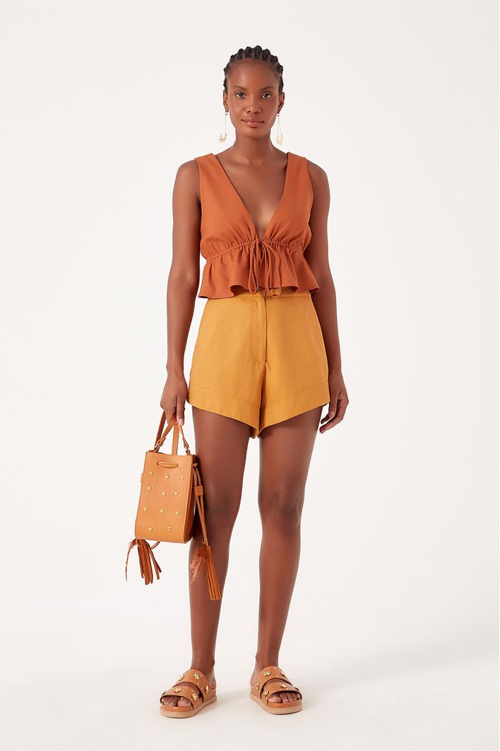 Blusa Linho Barra Babado