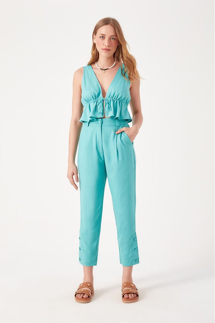 Blusa Linho Barra Babado