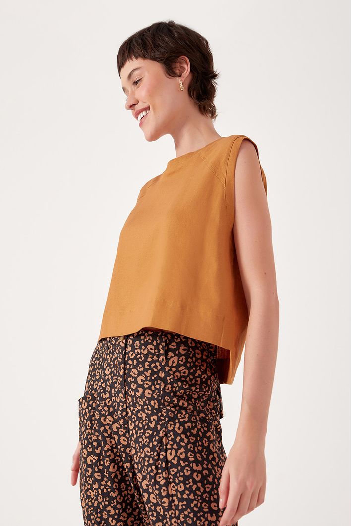 Blusa Linho Quadradinha