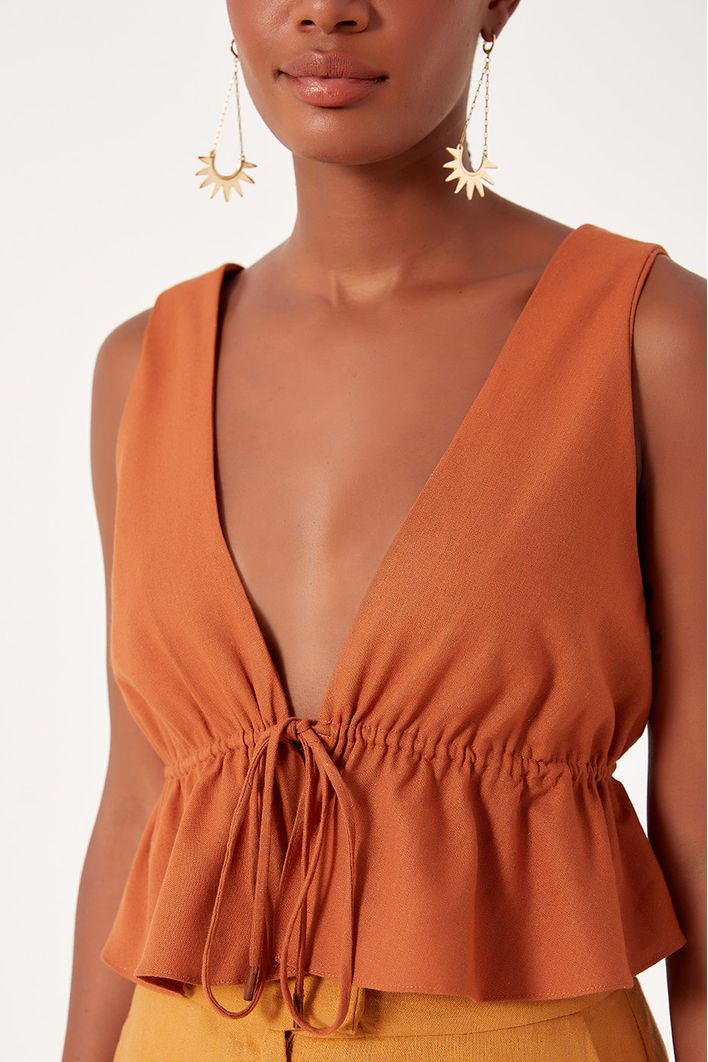 Blusa Linho Barra Babado