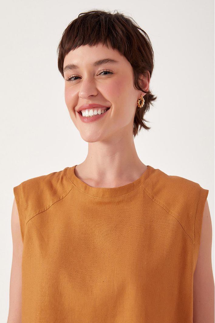 Blusa Linho Quadradinha