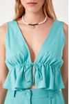 Blusa Linho Barra Babado