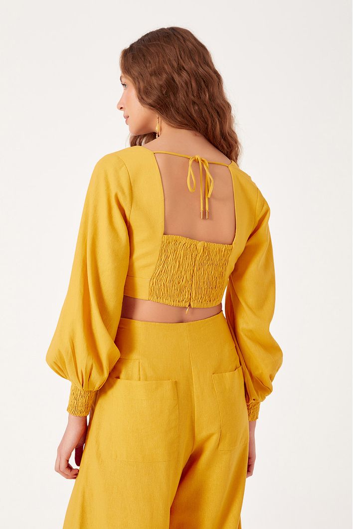 Blusa Linho Manga Bufante