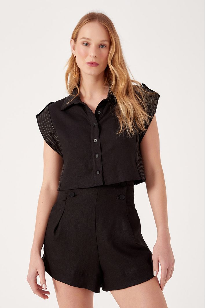Blusa Linho Moldura
