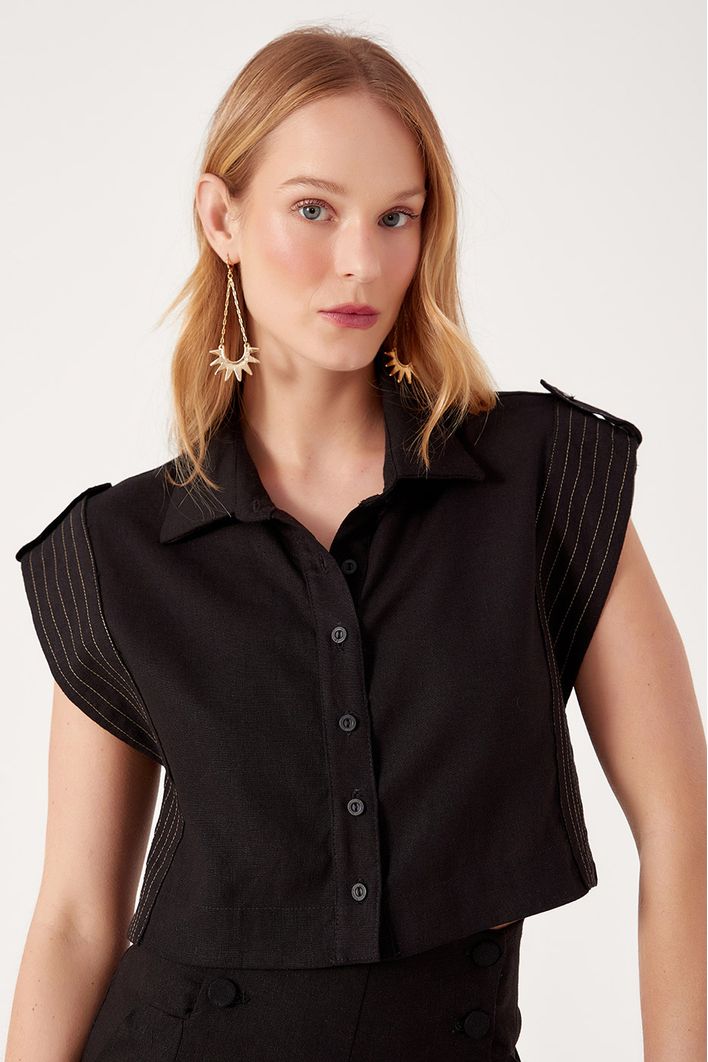 Blusa Linho Moldura