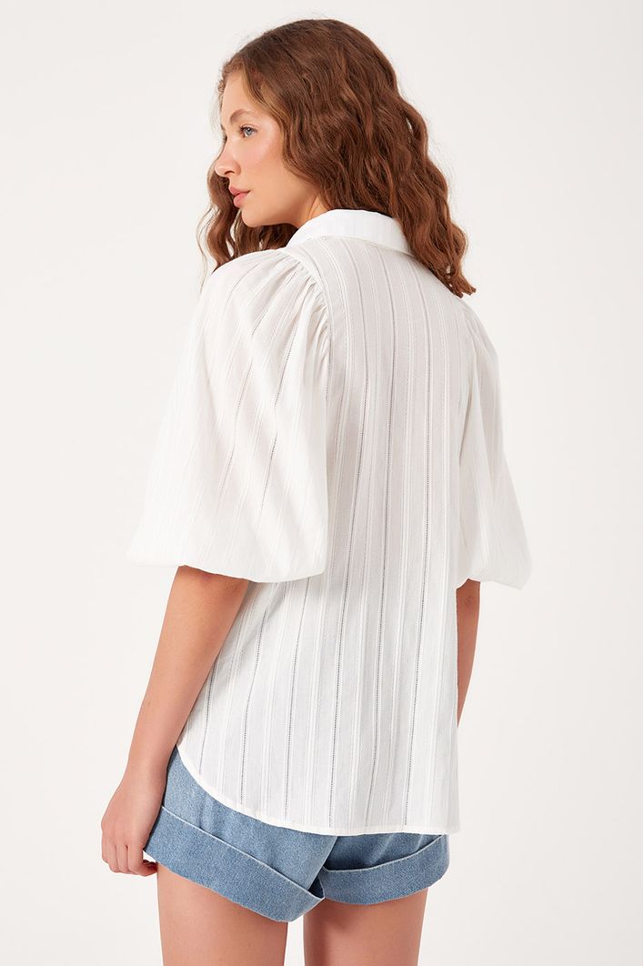 Camisa Algodao Manga Bufante