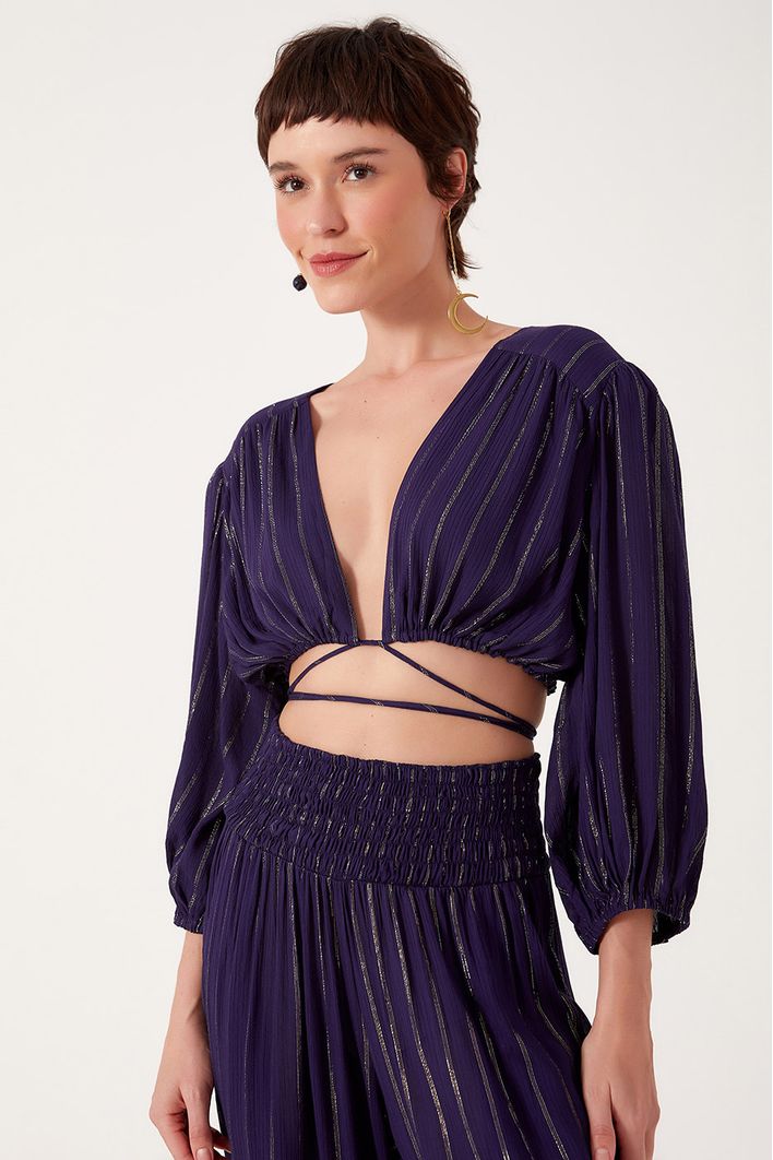 Blusa Transpassada Lurex