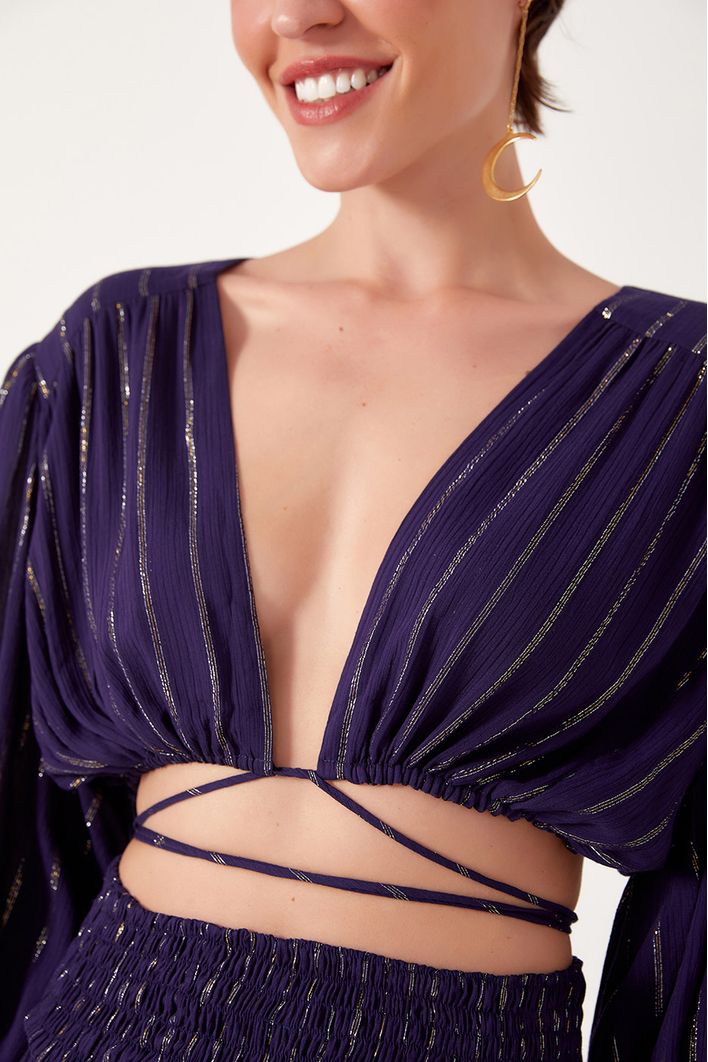 Blusa Transpassada Lurex