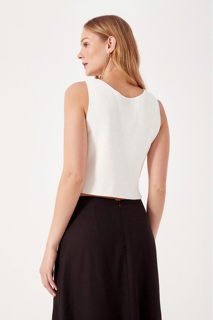 Blusa Tricot Decote Canoa