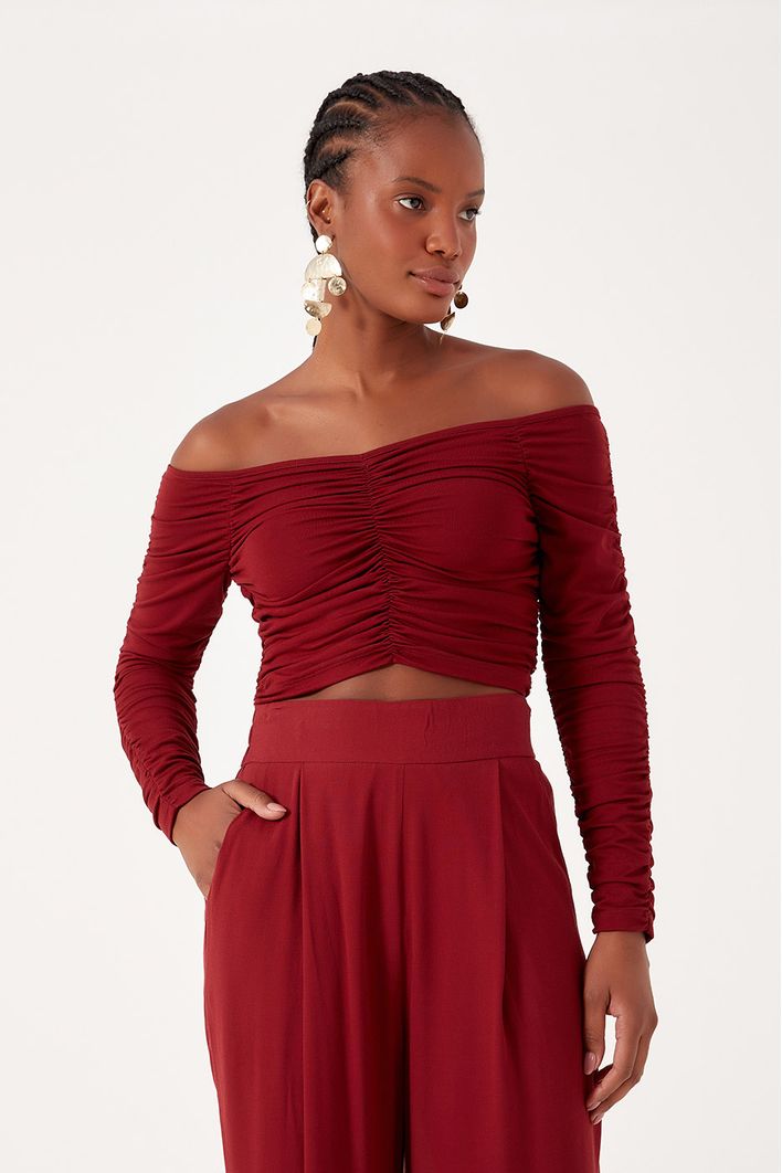 Blusa Franzida Manga Longa