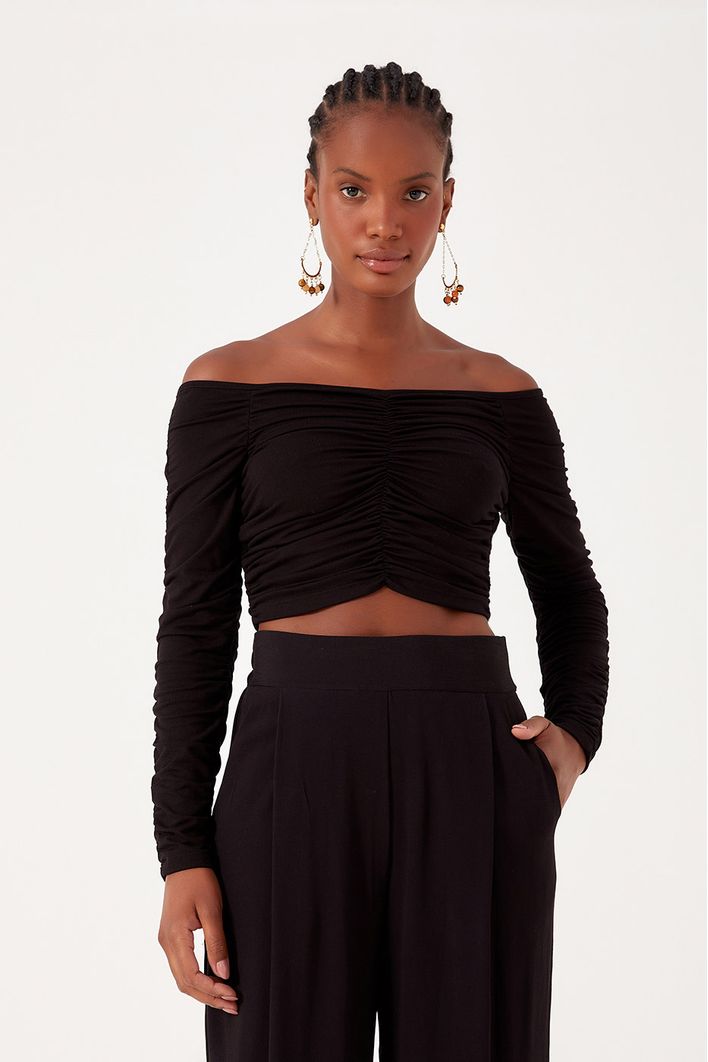 Blusa Franzida Manga Longa