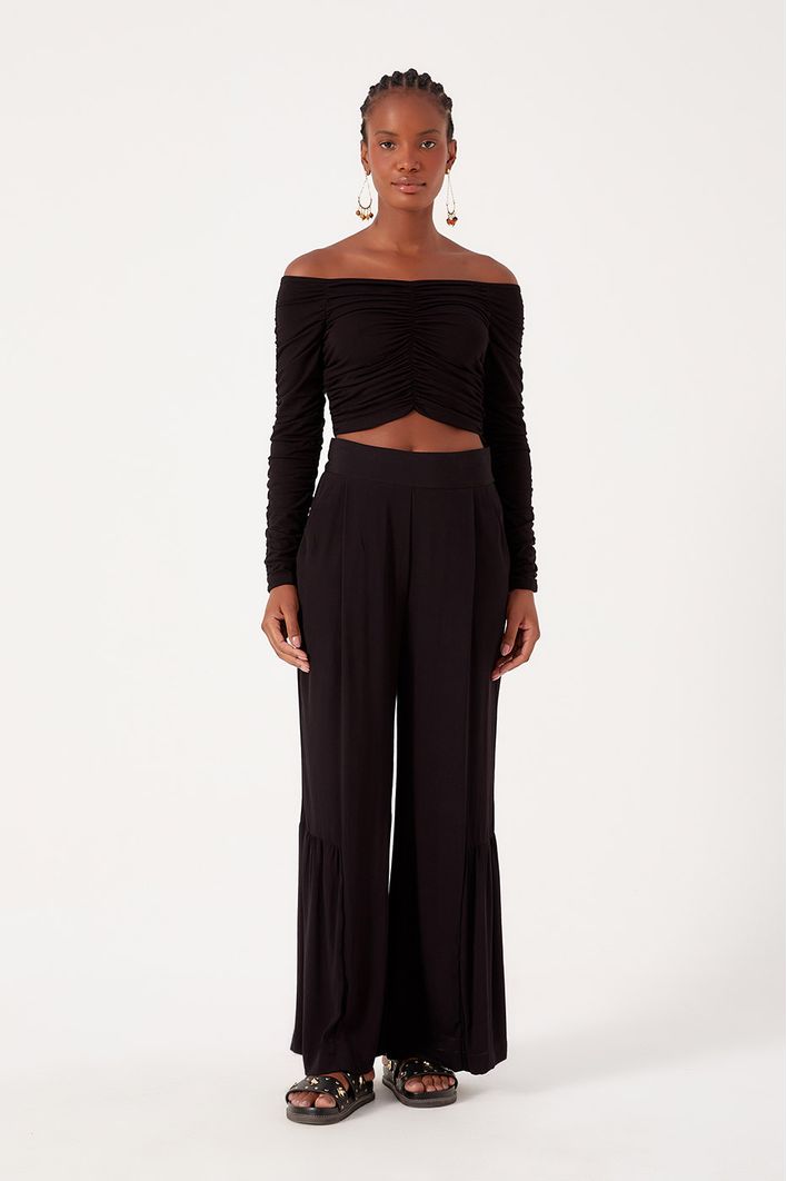 Blusa Franzida Manga Longa