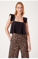 Blusa Malha Manga Tecido Pregas