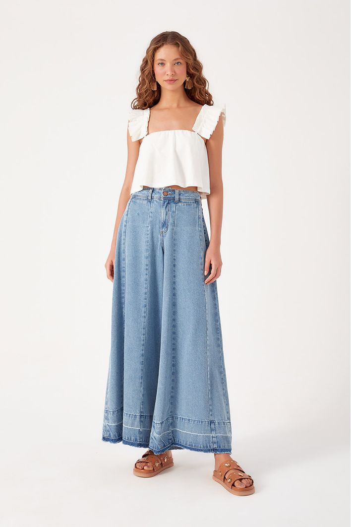 Blusa Malha Manga Tecido Pregas