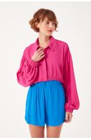 Camisa Cropped Franzido Cintura