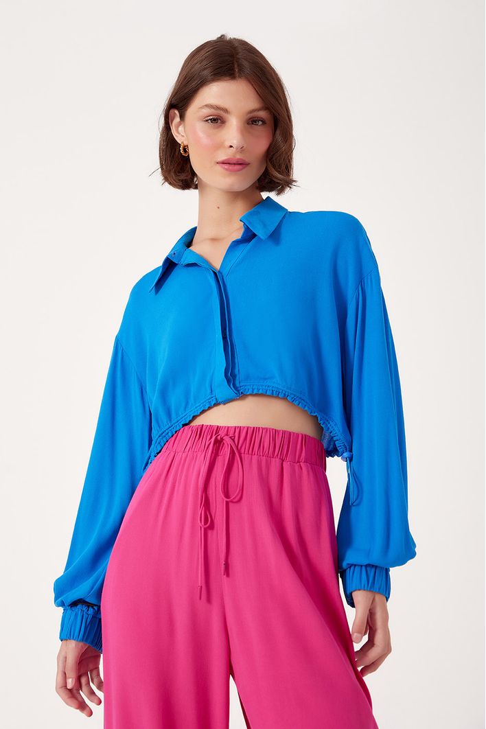Camisa Cropped Franzido Cintura