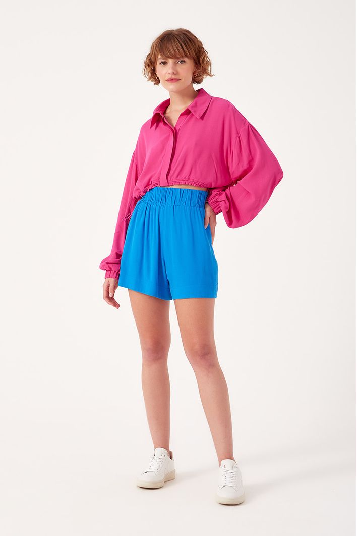 Camisa Cropped Franzido Cintura