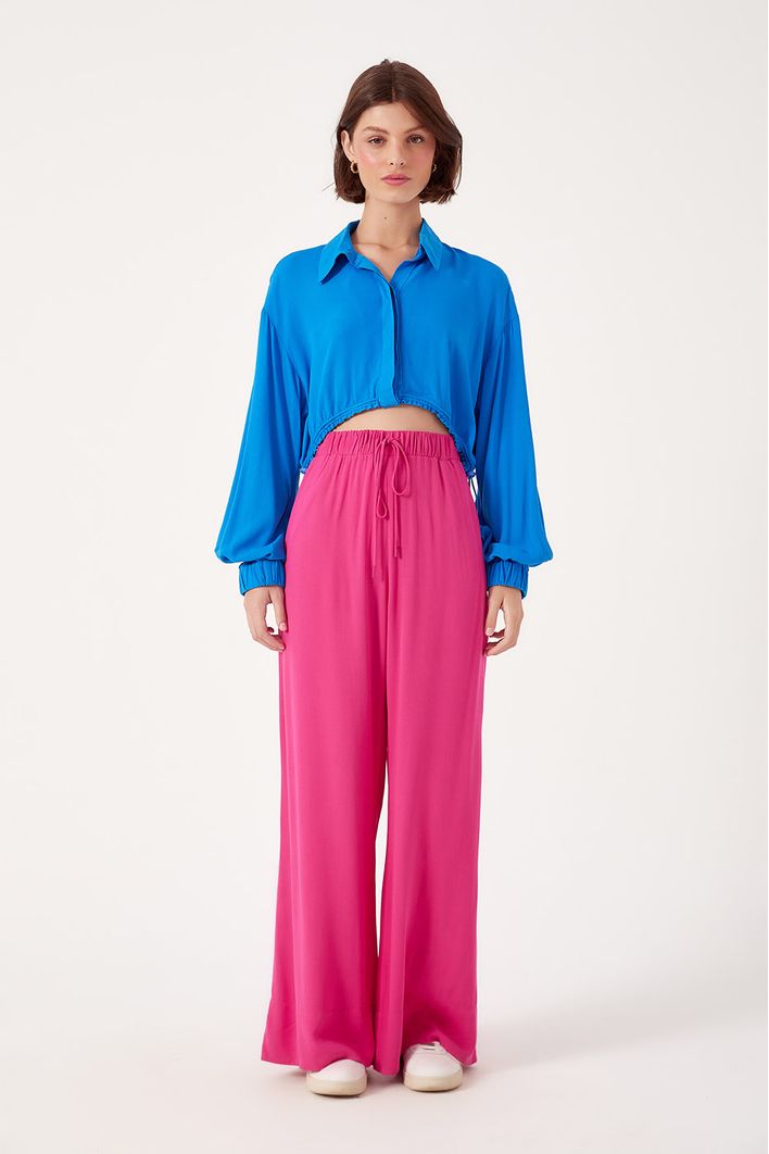 Camisa Cropped Franzido Cintura