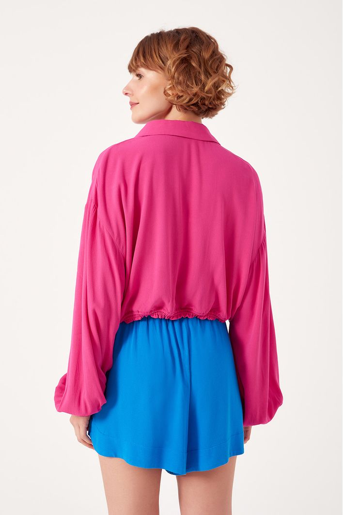 Camisa Cropped Franzido Cintura