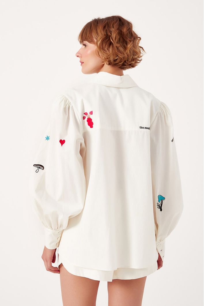 Camisa Manga Ampla Bordados