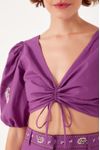 Blusa Franzido Bordado Bandana