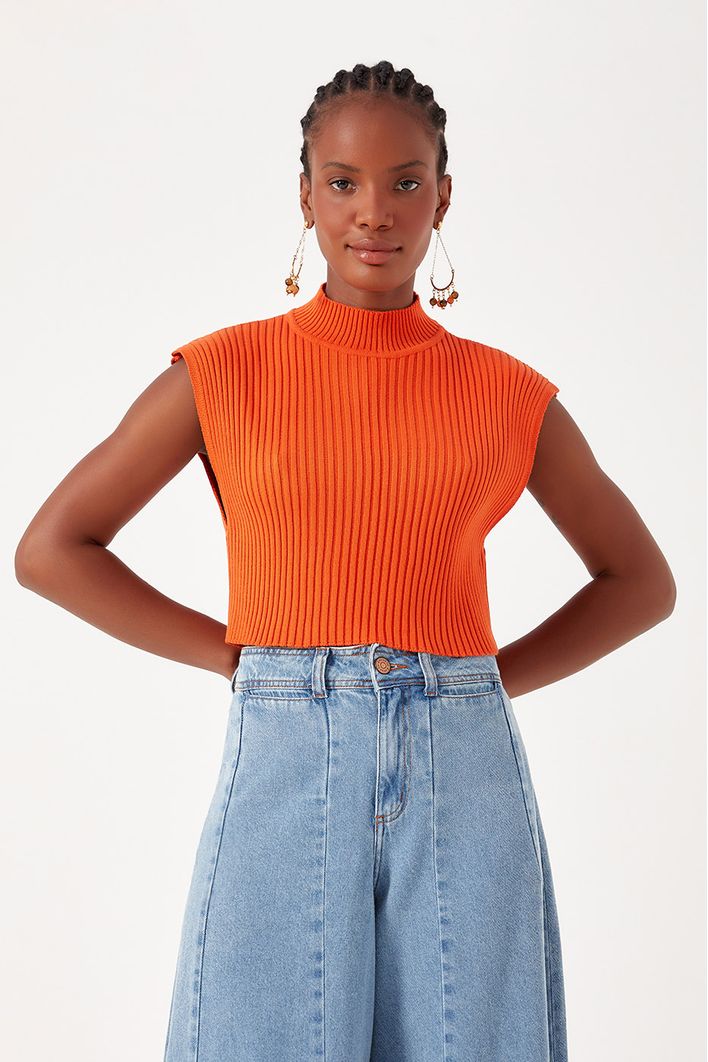 Blusa Tricot Gola Alta