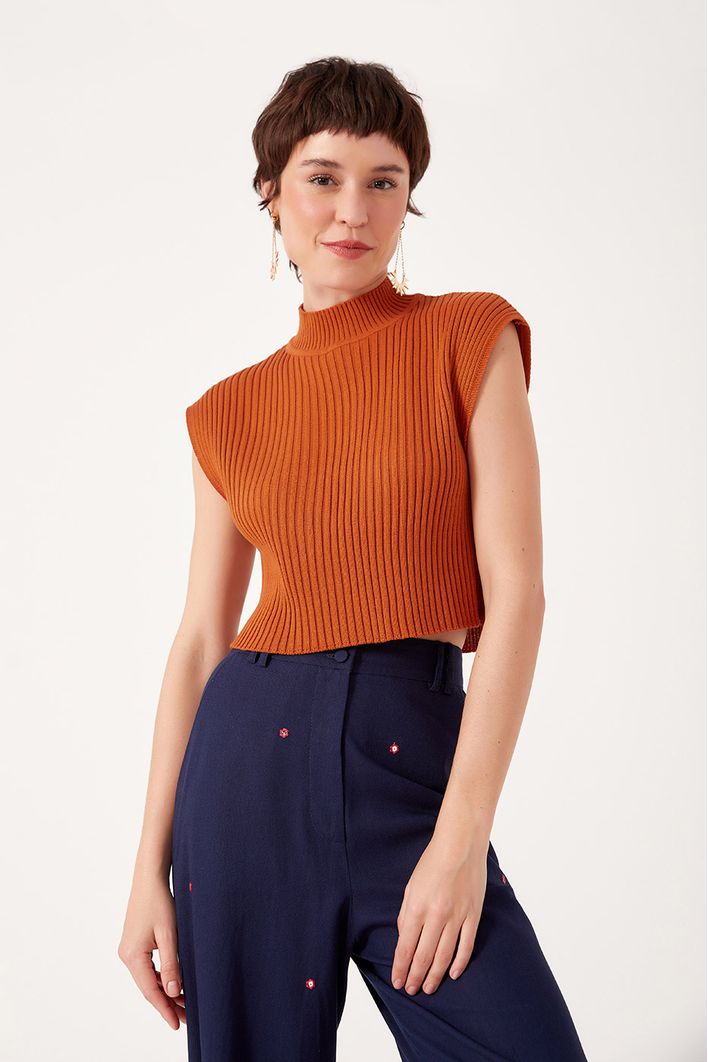 Blusa Tricot Gola Alta