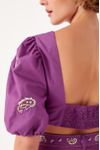 Blusa Franzido Bordado Bandana