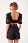 Blusa Franzido Bordado Bandana