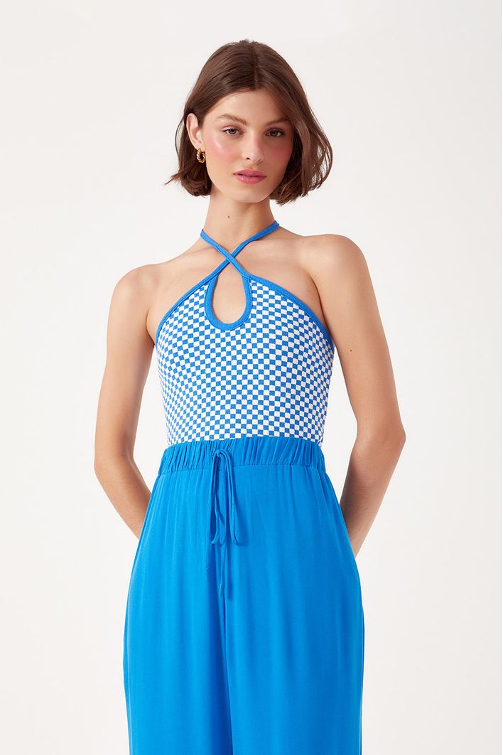 Blusa Tricot Jacquard Quadradinhos