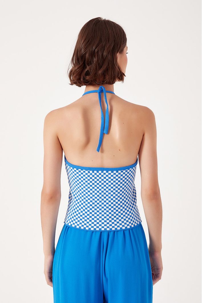 Blusa Tricot Jacquard Quadradinhos