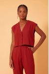 Blusa Linho Quadradinha Botões