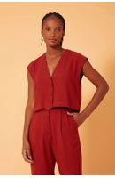Blusa Linho Quadradinha Botões