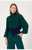 Camisa Crepe Gola Alta