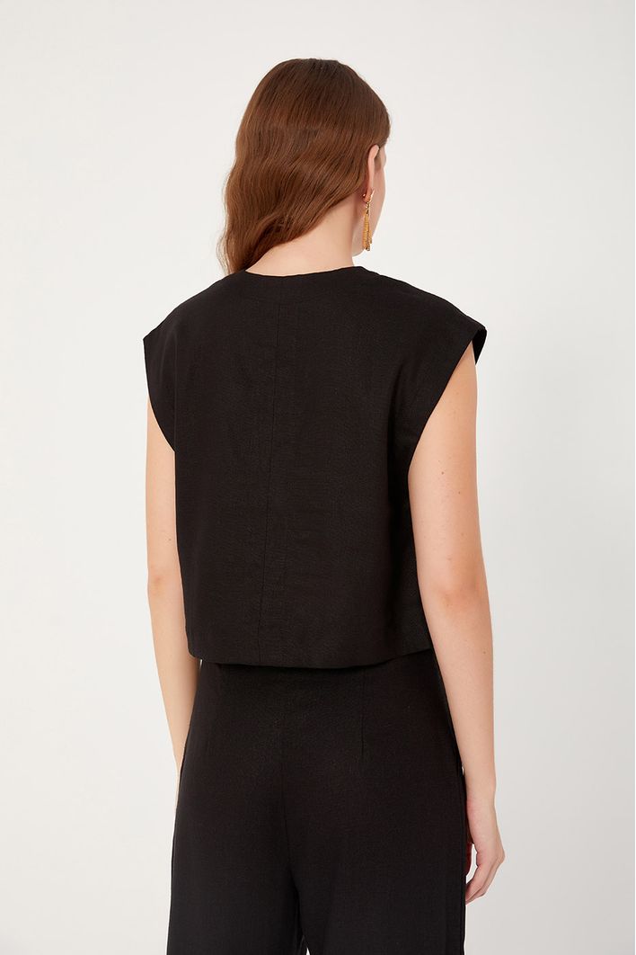 Blusa Linho Quadradinha Botões