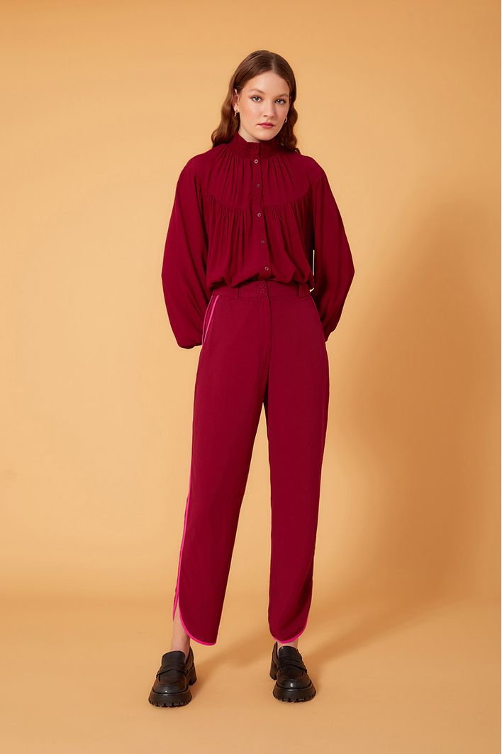 Camisa Crepe Gola Alta