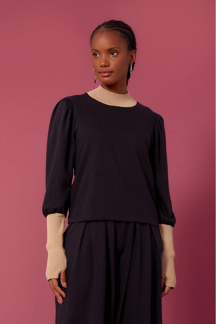Blusa Com Tricot Rayon