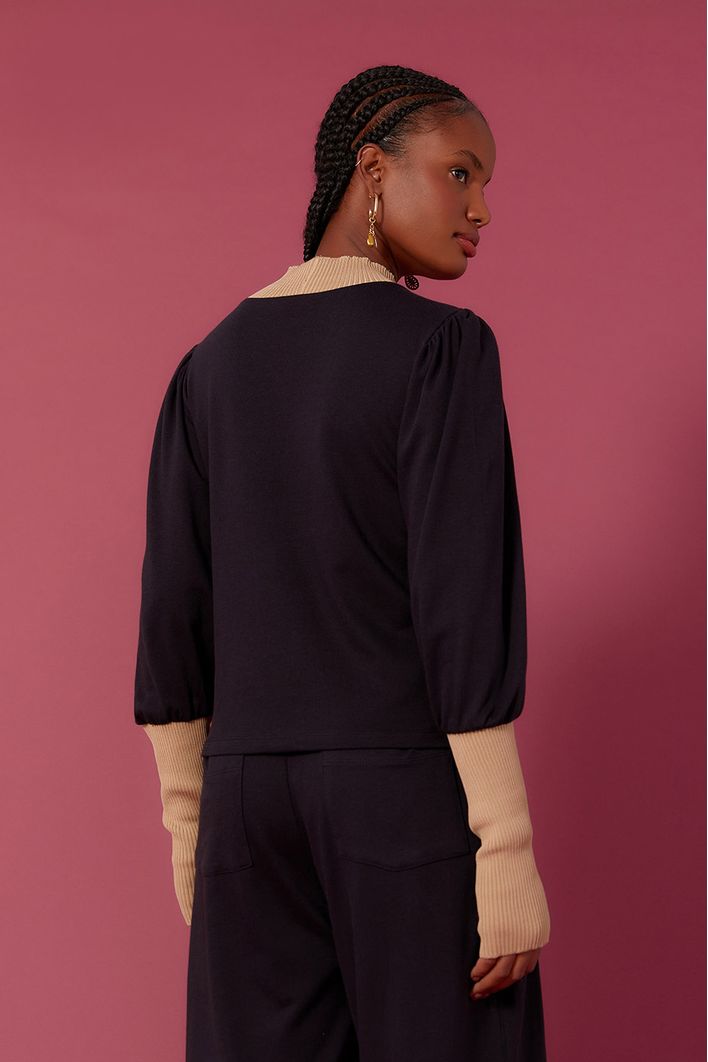Blusa Com Tricot Rayon
