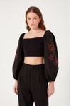 Blusa Manga Tecido Bordado
