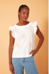 Blusa Bordada Manga Babado