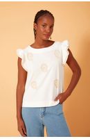 Blusa Bordada Manga Babado