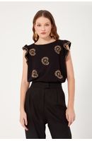 Blusa Bordada Manga Babado