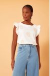 Blusa Bordada Manga Babado