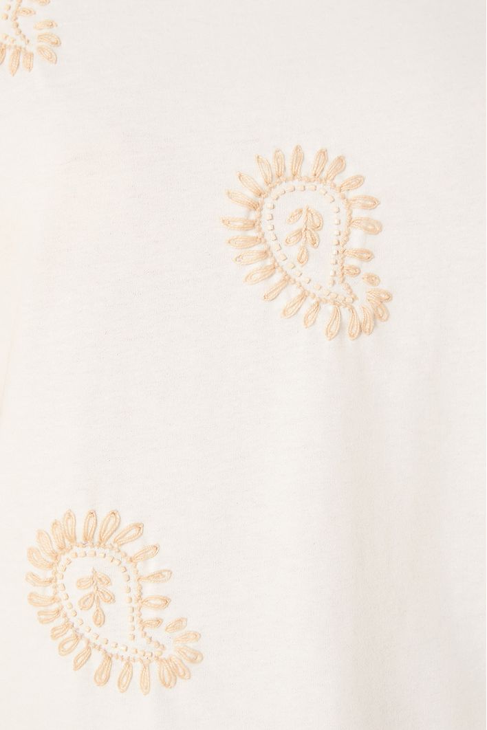 Blusa Bordada Manga Babado